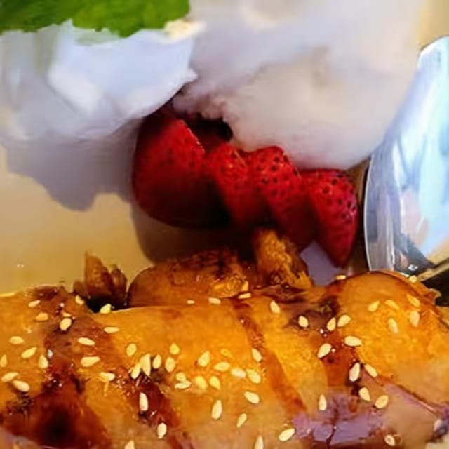 Fried Banana with Coconut Ice Cream.