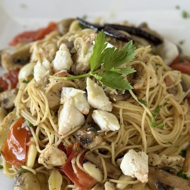 Angel Hair Pasta with Crab Meat.
