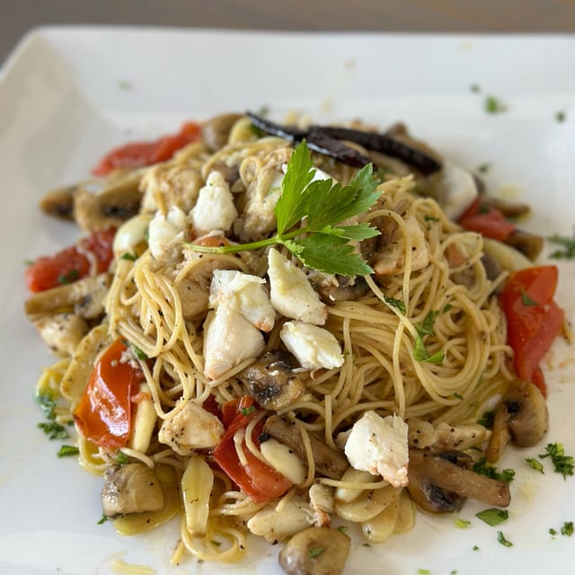 Angel Hair Pasta with Crab Meat.
